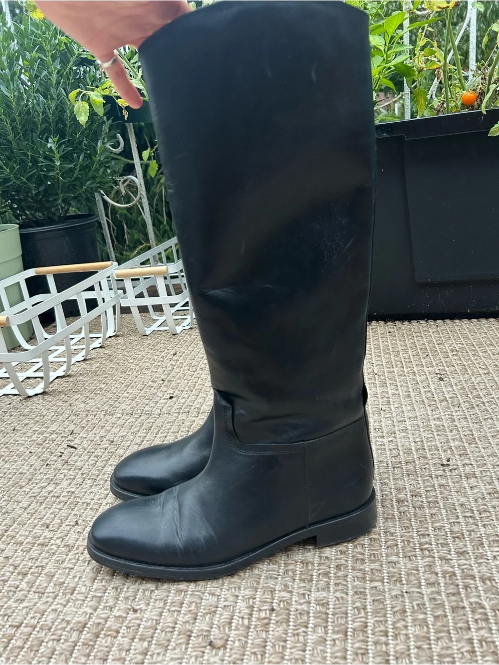 Massimo Dutti Black Leather Boots